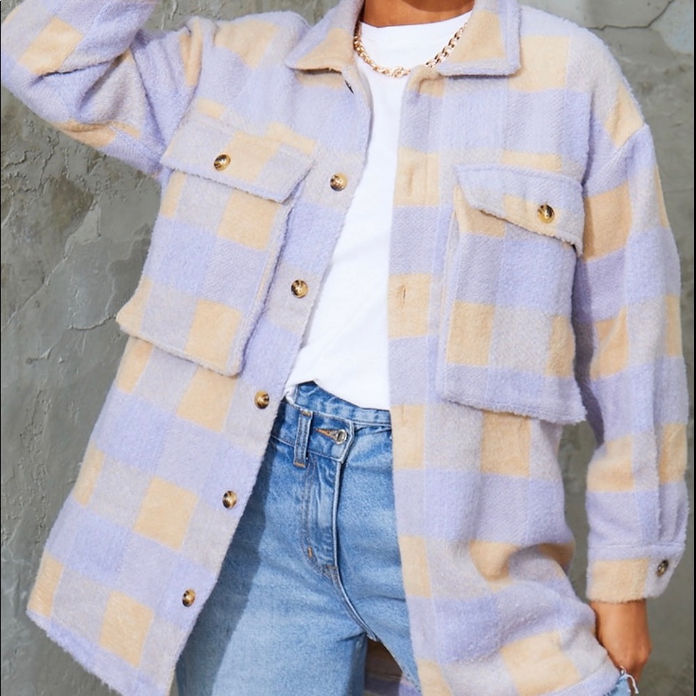 Lilac Wool Checked Shacket